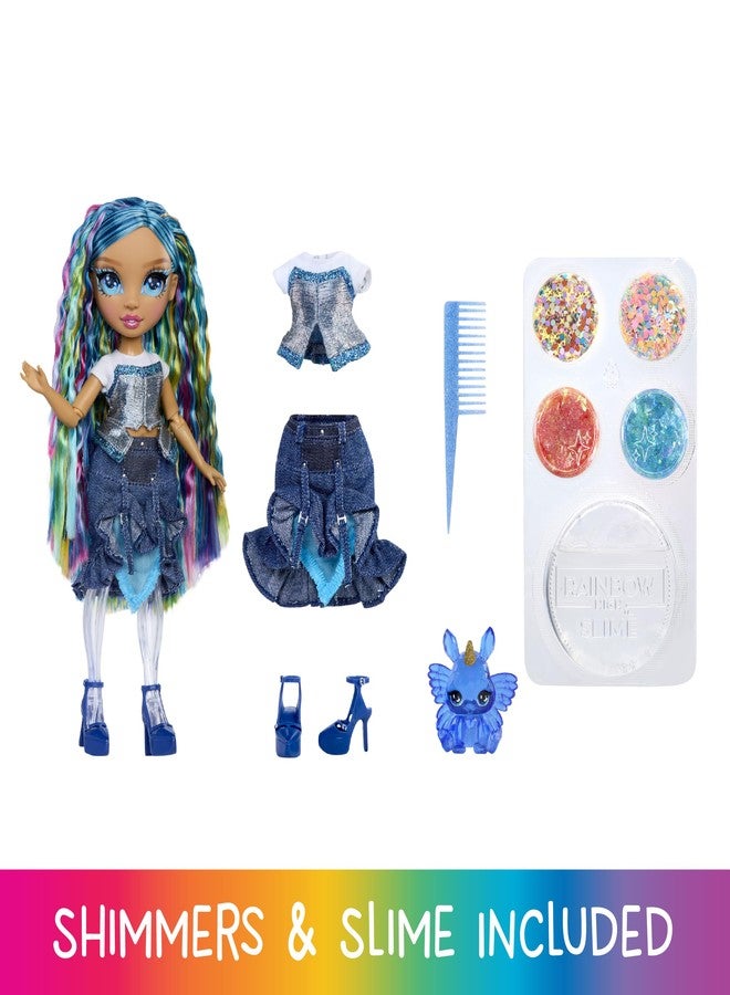 Rainbow High Rainbow Shimmers with Slime - Skyler, Blue 11” Fashion Doll, Create a Rainbow Doll, Slime Kit, Pet Bunny, Kids Gift 4+ - Image 2
